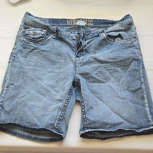 Hydraulic washed Blue Denim Shorts